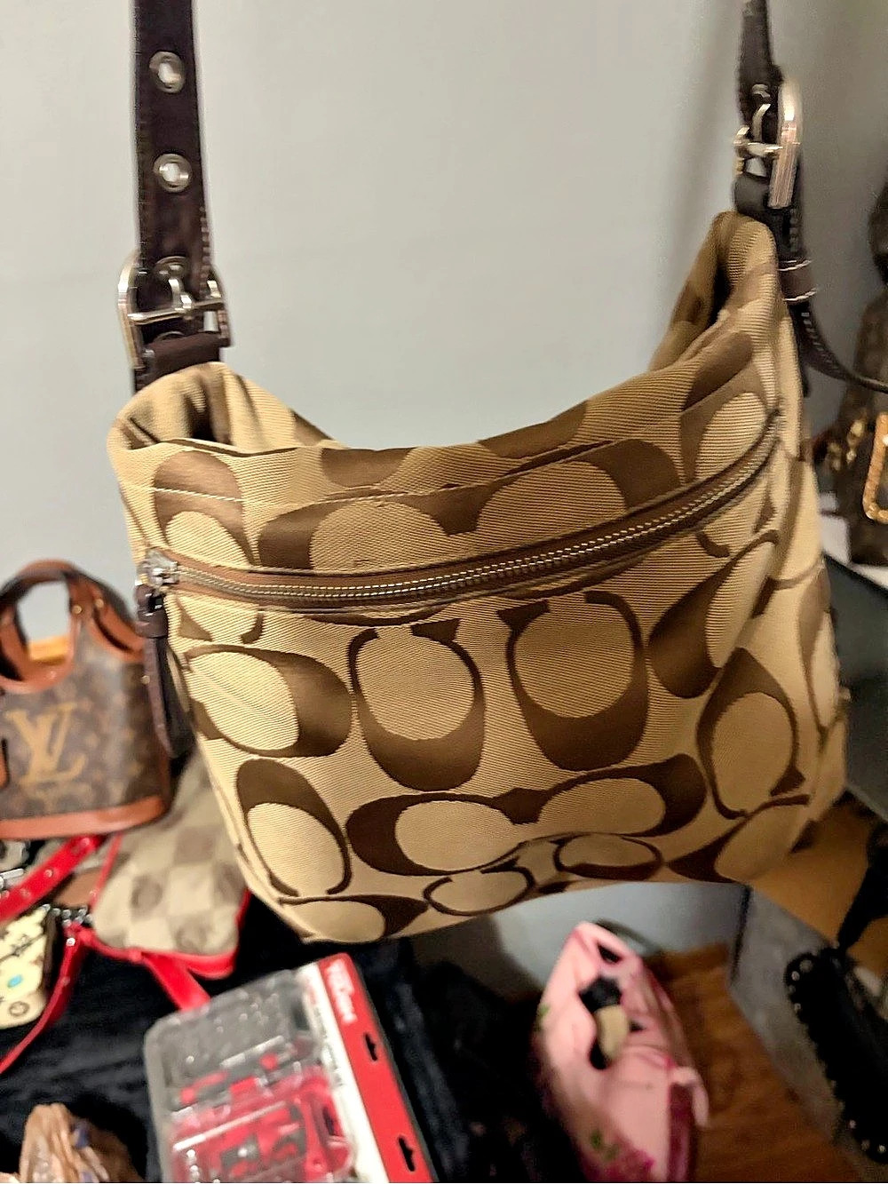 Coach Hamptons Signature Hobo Bag Brown & Tan